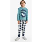 DeFacto Erkek Çocuk Snoopy Pijama Takımı Uzun Kollu Üst Uzun Alt F3352A825WN - Green - Dropsuz - 5 - 6 Yaş
