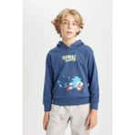 DeFacto Erkek Çocuk Sonic the Hedgehog Kapüşonlu Sırt Baskılı Sweatshirt C4520A824AU