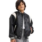 DeFacto Erkek Çocuk Su İtici Bomber Mont, 9-10 Yaş, F6375A826SP, Siyah-BK27, Erkek Çocuklar