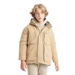 DeFacto Erkek Çocuk Su İtici Kapüşonlu Polar Astarlı Parka Bej 11/12 Yaş