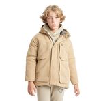 DeFacto Erkek Çocuk Su İtici Kapüşonlu Polar Astarlı Parka Bej 7/8 Yaş
