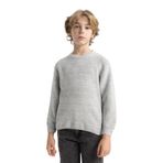 DEFACTO Erkek Çocuk Sweatshirt, Bisiklet Yaka, Uzun Kol, Oversize, Grey Melange, 8+9