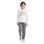 DeFacto Erkek Çocuk Termal Pijama Takımı, 9-10 Yaş, F3349A825WN, Gri-GR503, erkek-çocuk
