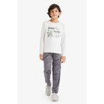 Defacto Erkek Çocuk Termal Pijama Takımı Baskılı Uzun Kollu Üst Uzun Alt F3349a825wngr503 Gri-gr503