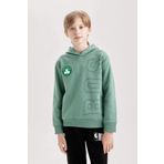 DeFacto Erkek Çocuk Yeşil NBA Boston Celtics Regular Fit Bisiklet Yaka Sırt Baskılı Kalın Sweatshirt, Yeşil, 8/9 Yaş