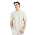 DeFacto Erkek Coool Comfort Fit Bisiklet Yaka Tişört, Taş Rengi , L