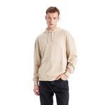 DeFacto Erkek kapüşonlu sweatshirt, Kum, M