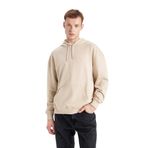 DeFacto Erkek kapüşonlu sweatshirt, Kum, XL