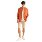 DeFacto Erkek Modern Fit Hakim Yaka Uzun Kollu Keten Karışımlı Gömlek, Turuncu, XS Gömlek