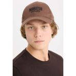 DeFacto Erkek Nakışlı Pamuklu Cap Şapka D7820AX25SM - Kahve-BN285 - Standart
