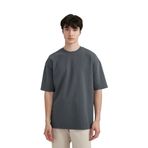 DeFacto, Erkek, Oversize Fit Bisiklet Yaka Kısa Kollu Basic Ağır Kumaş Tişört, Gri, S