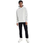 DeFacto Erkek Oversize Fit Kapüşonlu Kanguru Cepli İçi Yumuşak Tüylü Sweatshirt, Açık Gri, XS Sweatshirt