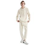 DeFacto Erkek Regular Fit Basic Kapüşonlu İçi Yumuşak Tüylü Sweatshirt, Bej , S Sweatshirt