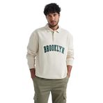 DeFacto Erkek Relax Fit Polo Yaka Sweatshirt, Bej, XS