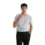 DeFacto Erkek Slim Fit Bisiklet Yaka Kısa Kollu Tişört, Açık Gri (GR91), S