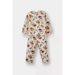 Defacto F0557a5er233 Ekru Erkek Bebek Pijama Takımı Yılbaşı Temalı Uzun Kollu Üst Uzun Alt