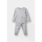 Defacto F0631a5be61 Mavi Kız Bebek Pijama Takımı Desenli Uzun Kollu Üst Uzun Alt