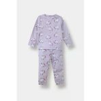 Defacto F0632a5pr306 Mor Kız Bebek Pijama Takımı Unicorn Baskılı Uzun Kollu Üst Uzun Alt