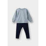 DeFacto F1589 Mavi Erkek Bebek 2'li Takım Etiket Baskılı Sweatshirt Eşofman Altı