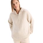 Defacto F3897AX25WN BG705 Bej Relax Fit Yarım Fermuarlı Triko Kadın Kazak