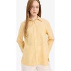 DeFacto F6314AX25SM Sarı YL508 Pamuk Relax Fit Çizgili Flamlı Gömlek Tunik