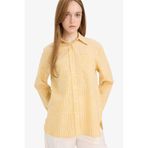 DeFacto F6314AX25SM YL508 Sarı Kadın Pamuk Relax Fit Çizgili Flamlı Gömlek Tunik