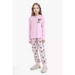 Defacto F7358a8pr66 Mor Kız Çocuk Kuromi Pijama Takımı Uzun Kollu Üst Uzun Alt