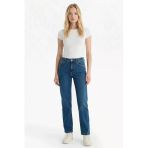 Defacto F9726axnm34 Mavi Comfort Straight Normal Bel Bilek Boy Jean Yıkamalı Pantolon