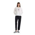 DeFacto Fall in Love Disney Mickey Mouse &Friends Pijama Takımı Uzun Kollu Pijama Üstü Esnek Belli Uzun Pijama Altı Siyah XL