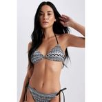 DeFacto Fall in Love Regular Fit Etnik Desenli Üçgen Bikini Üstü, XXS, A0706AX23SM, Siyah-BK81, Kadın