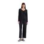 DeFacto Fall in Love Sevgililer Günü Pijama Takımı Softshell Uzun Kollu Pijama Üstü Esnek Belli Uzun Pijama Altı Siyah L