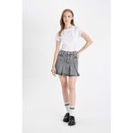 DeFacto Fashion Fit Pileli Cepli Mini Jean Etek, 38, D5198AX24AU, Siyah-NM40, Kadın
