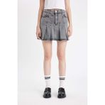 DeFacto Fashion Fit Pileli Cepli Mini Jean Etek D5198AX24AU - 44 - Siyah-NM40