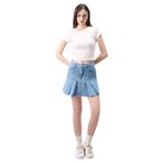 DeFacto Fashion Fit Pileli Jean Mini Etek, 40, B9853AX24SM, Mavi-NM39, Kadın