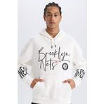 DeFacto Fit Nba Brooklyn Nets Oversize Geniş Kalıp Kapüşonlu Kalın Sweatshirt D8513ax25sp