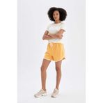 DeFacto Fit Standart Fit Sporcu Kısa Paça Şort, XS, B0108AX24HS, Turuncu-OG607, Kadın