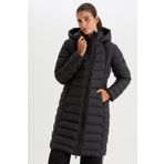 DeFacto Fit Su Itici Uzun Şişme Mont Parka Kapüşonlu Slim Fit Dar Kesim Kapitoneli Fermuarlı Cepli A1