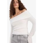 DeFacto Fitted Açık Omuz Triko Kazak, XL, C6301AX24CW, Ekru-ER105, Kadın