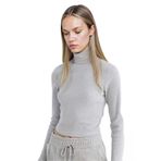 DeFacto Fitted Balıkçı Yaka Fitilli Kaşkorse Basic Düz Uzun Kollu Tişört, M, D8798AX24AU, Gri-GR210, Kadın