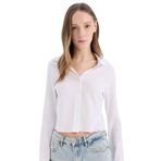 DeFacto Fitted Basic Büzgülü Crop Gömlek, XS, A0012AX, Beyaz, Kadın