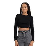 DeFacto Fitted Basic Uzun Kollu Crop Tişört Siyah M