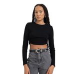 DeFacto Fitted Basic Uzun Kollu Crop Tişört Siyah XL
