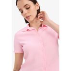 DeFacto Fitted Bürümcük Kısa Kollu Gömlek, L, D4520AX25SM, Pembe-PN47, Kadın