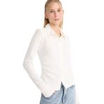 DeFacto Fitted Bürümcük Uzun Kollu Gömlek, M, F9284AX25AU, Beyaz-WT32, Kadın