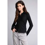 DeFacto Fitted Bürümcük Uzun Kollu Gömlek, S, F9284AX25AU, Siyah-BK81, Kadın