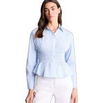 DeFacto Fitted Çizgili Poplin Gömlek, M, H0347AX26SP, Mavi-BE306, Kadın