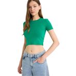 DeFacto Fitted Crop Basic Tişört Yeşil, S, F8924AX25HS, Yeşil-GN1, Kadın
