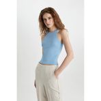 DeFacto Fitted Halter Yaka Basic Triko Atlet, 2XL, C3147AX24SP, Mavi-BE177