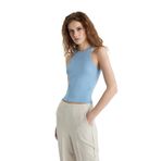 DeFacto Fitted Halter Yaka Basic Triko Atlet, S, C3147AX24SP, Mavi-BE177, Kadın