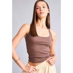 DeFacto Fitted Halter Yaka Fitilli Kaşkorse Atlet H8088AX26SM - Kahve-BN151 - XL